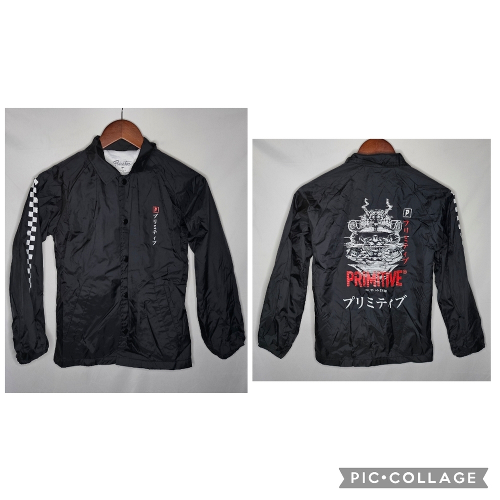 Kids Primitive Loud as Ever Samurai Black Snap Up Coach Windbreaker Jacket Sz S